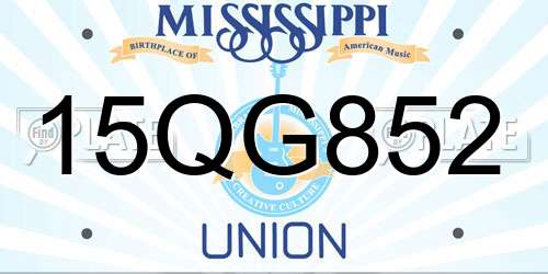 15QG852 Mississippi License Plate