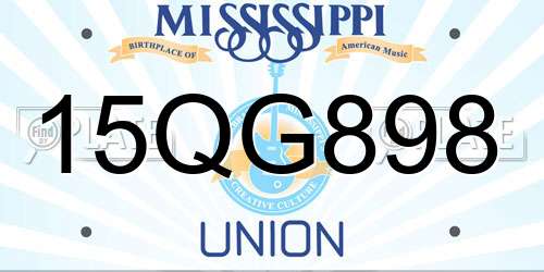 15QG898 Mississippi License Plate