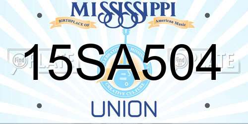 15SA504 Mississippi License Plate