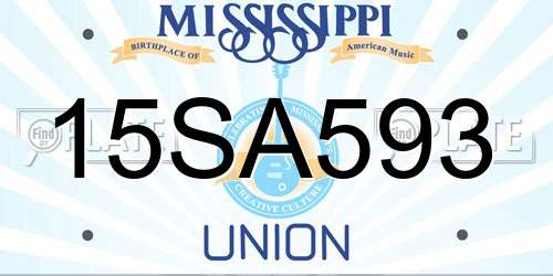 15SA593 Mississippi License Plate