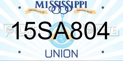 15SA804 Mississippi License Plate