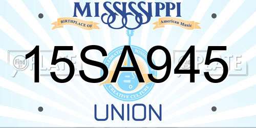 15SA945 Mississippi License Plate