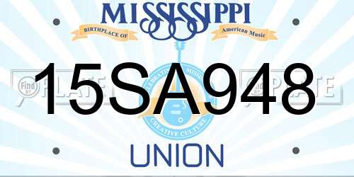 15SA948 Mississippi License Plate