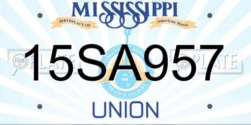 15SA957 Mississippi License Plate