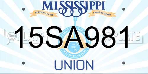 15SA981 Mississippi License Plate