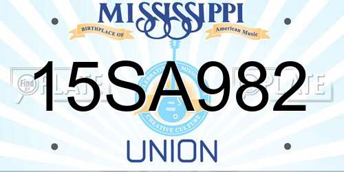 15SA982 Mississippi License Plate
