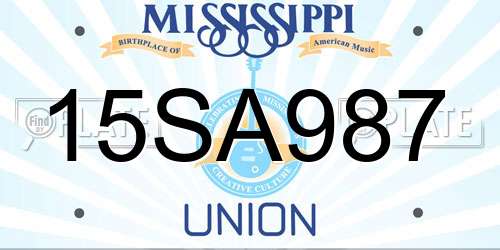 15SA987 Mississippi License Plate
