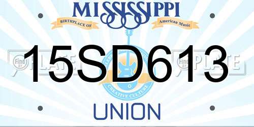 15SD613 Mississippi License Plate