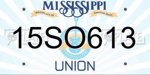 15SO613 Mississippi License Plate