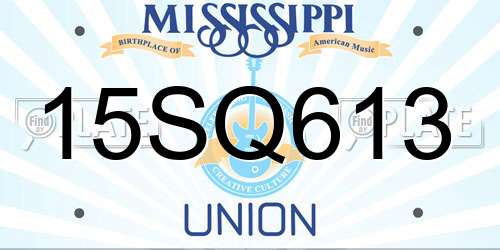 15SQ613 Mississippi License Plate