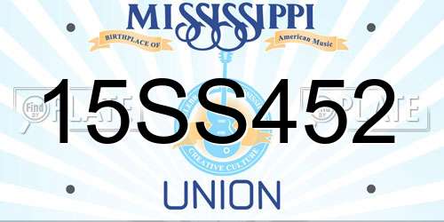 15SS452 Mississippi License Plate