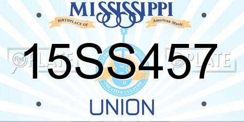 15SS457 Mississippi License Plate