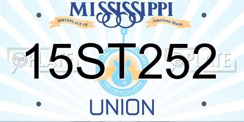 15ST252 Mississippi License Plate
