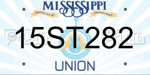 15ST282 Mississippi License Plate