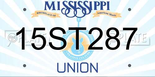 15ST287 Mississippi License Plate
