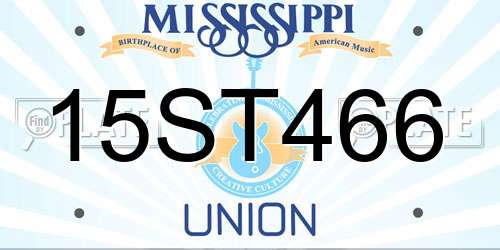 15ST466 Mississippi License Plate