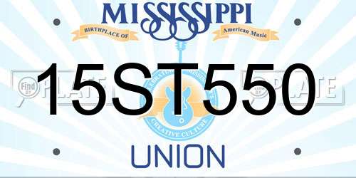 15ST550 Mississippi License Plate