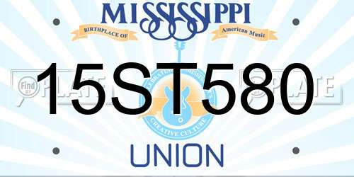15ST580 Mississippi License Plate