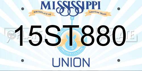 15ST880 Mississippi License Plate