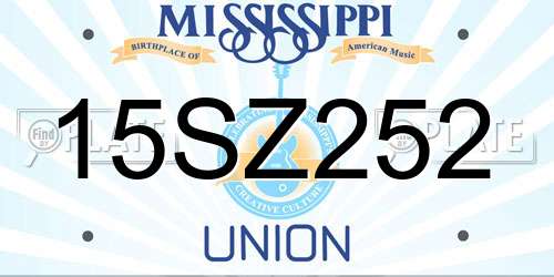 15SZ252 Mississippi License Plate