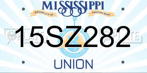 15SZ282 Mississippi License Plate