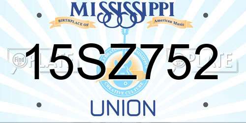 15SZ752 Mississippi License Plate