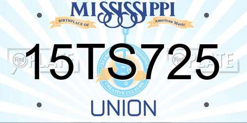 15TS725 Mississippi License Plate