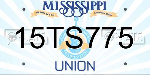 15TS775 Mississippi License Plate