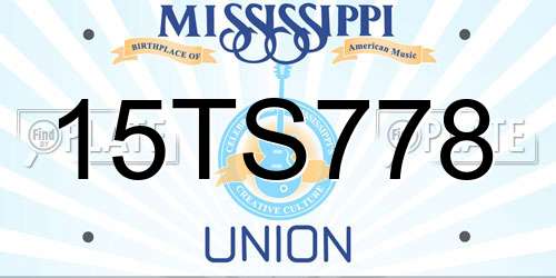 15TS778 Mississippi License Plate