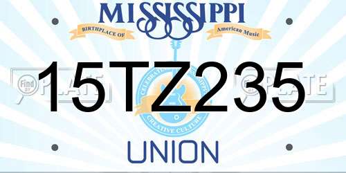 15TZ235 Mississippi License Plate