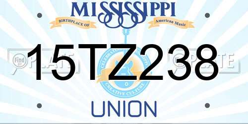 15TZ238 Mississippi License Plate