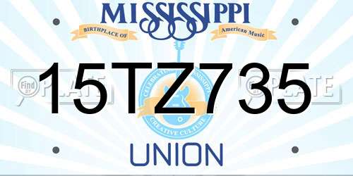 15TZ735 Mississippi License Plate