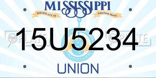 15U5234 Mississippi License Plate