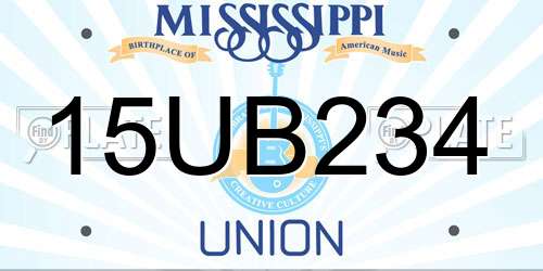 15UB234 Mississippi License Plate