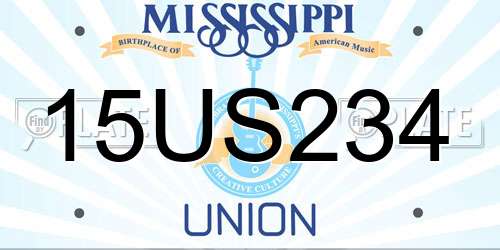 15US234 Mississippi License Plate