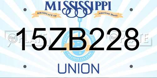 15ZB228 Mississippi License Plate