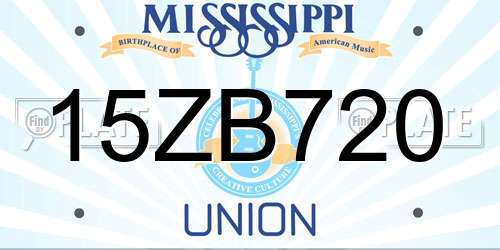 15ZB720 Mississippi License Plate
