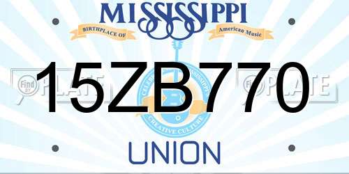 15ZB770 Mississippi License Plate