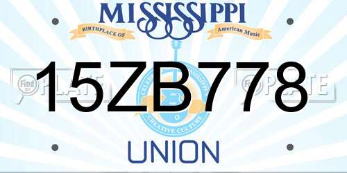 15ZB778 Mississippi License Plate