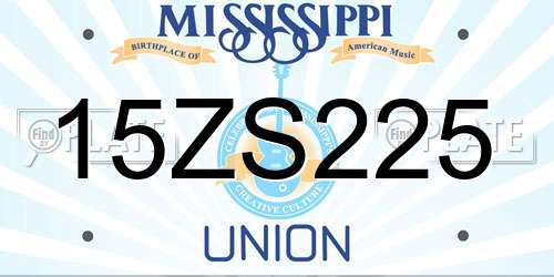 15ZS225 Mississippi License Plate
