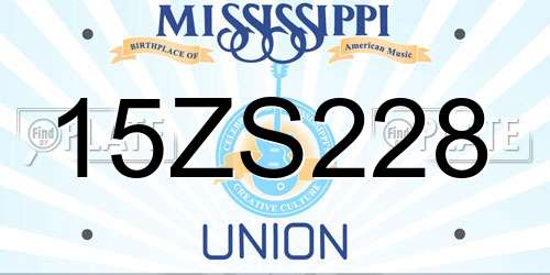 15ZS228 Mississippi License Plate