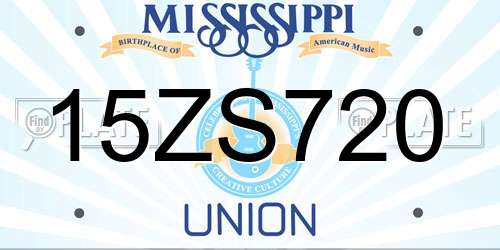 15ZS720 Mississippi License Plate