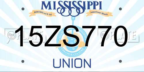 15ZS770 Mississippi License Plate
