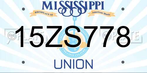 15ZS778 Mississippi License Plate