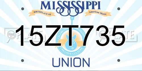 15ZT735 Mississippi License Plate
