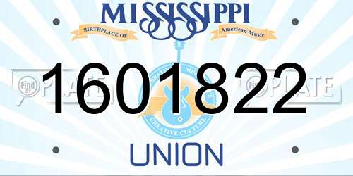 1601822 Mississippi License Plate