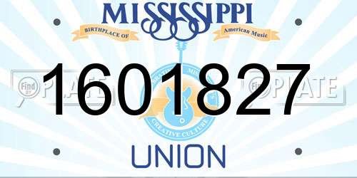 1601827 Mississippi License Plate