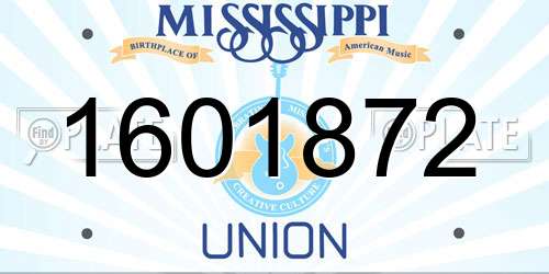 1601872 Mississippi License Plate