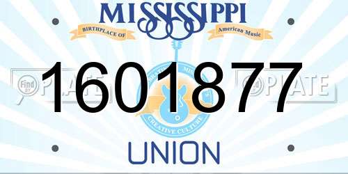 1601877 Mississippi License Plate