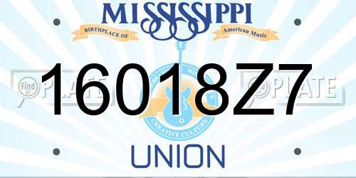 16018Z7 Mississippi License Plate